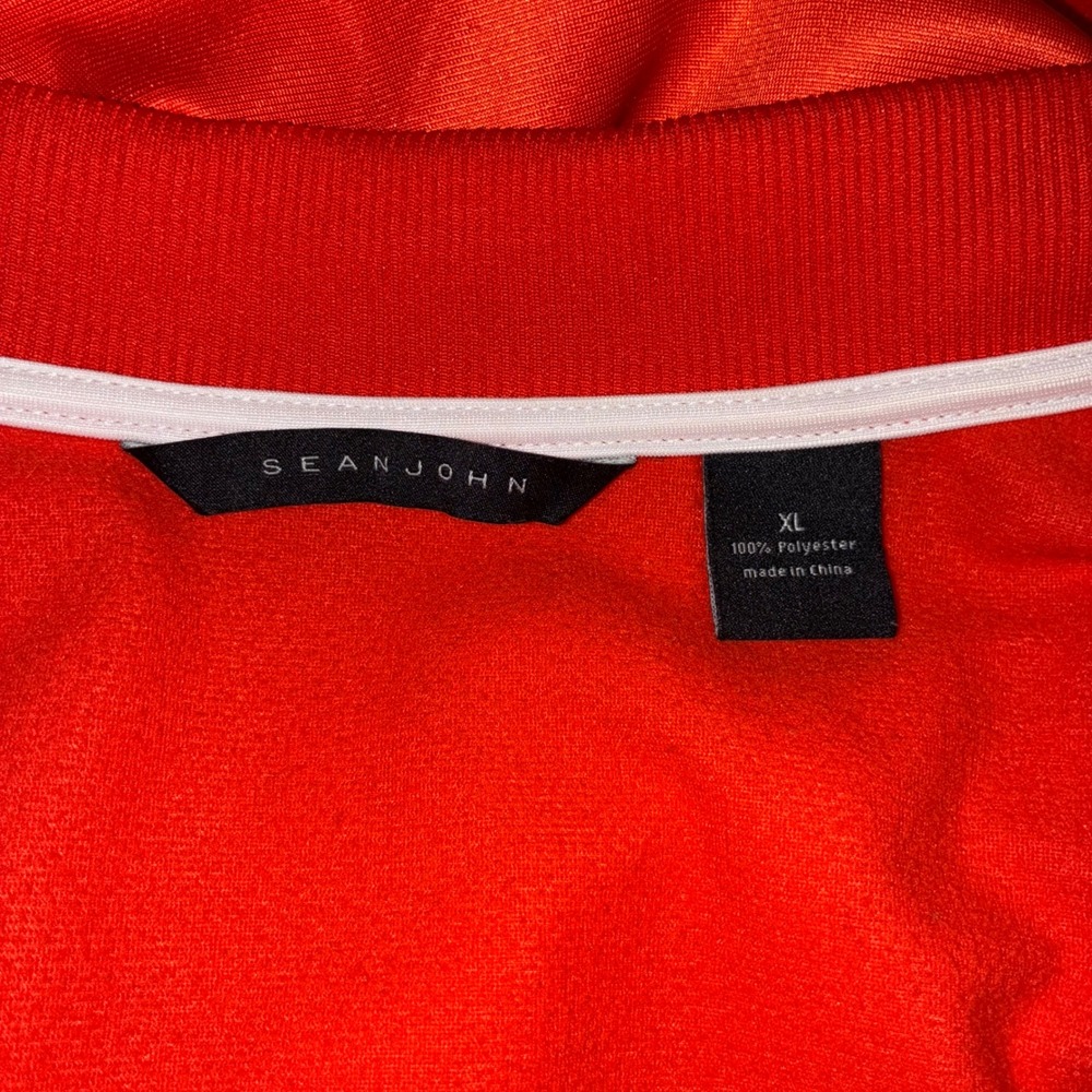 Sean John Mens Track Jacket Orange Full Zip Bomber Style Logo Size XL - Picture 7 of 9